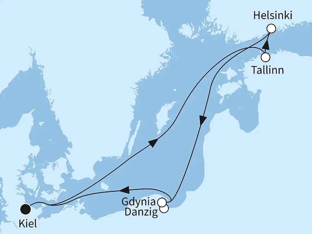 Schönheiten der Ostsee - ab/bis Kiel - Routenbild